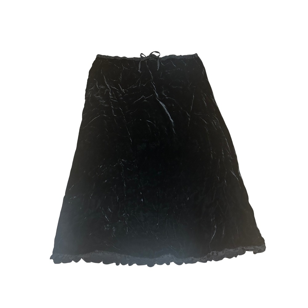 J. Jill crushed velvet maxi skirt XL drawstring ruffled hem holiday whimsygoth